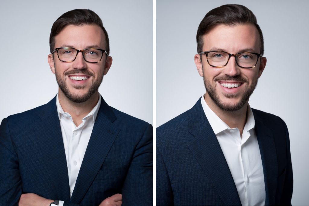 company headshot posing comparison
